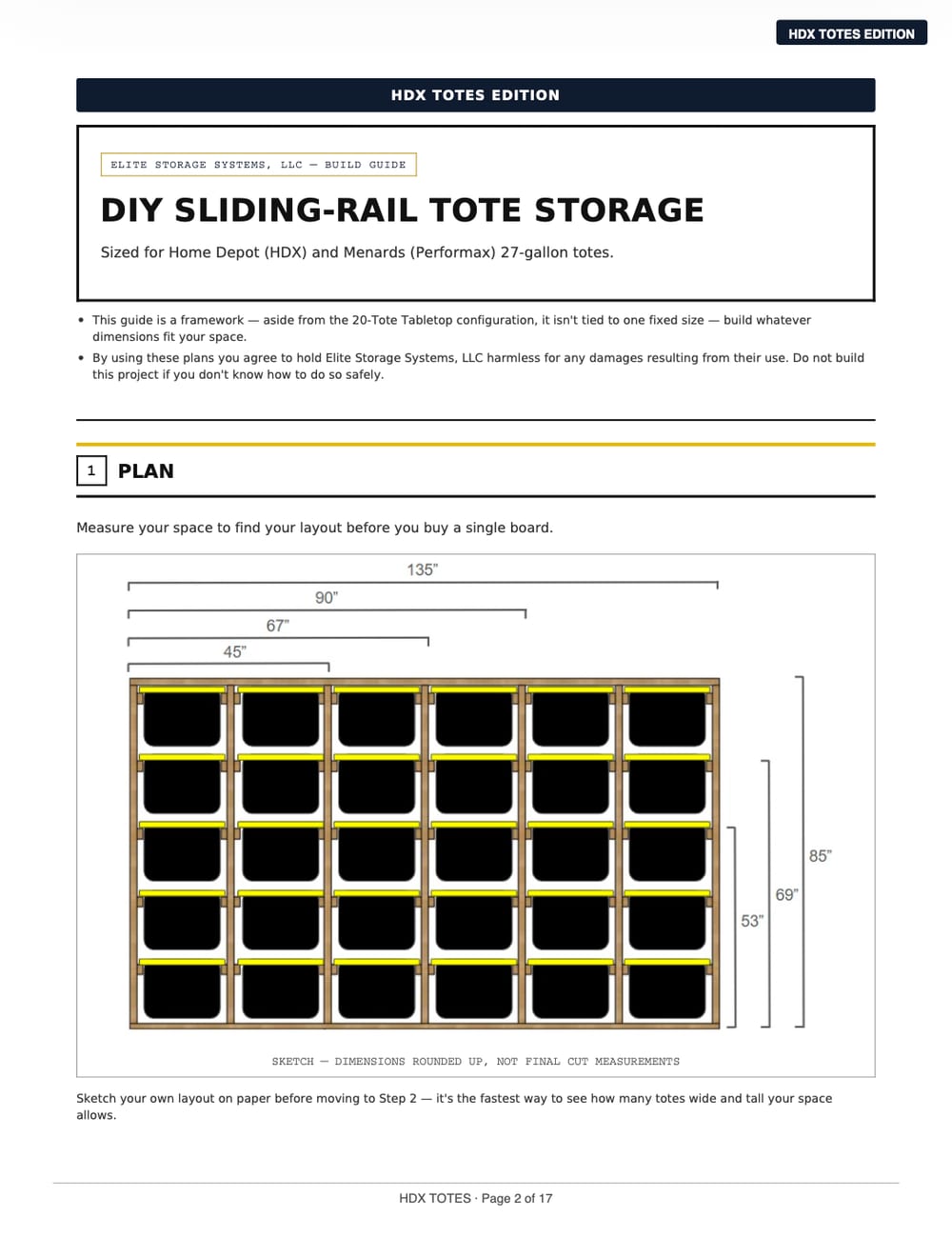Page 2 — HDX edition cover, from the Elite Storage Systems build guide